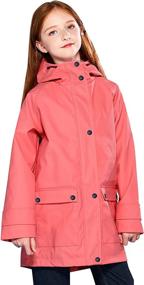 img 4 attached to SOLOCOTE Kids Rain Jacket: Hooded, Lined Rubber Raincoats 🧥 for Girls and Boys - Waterproof, Windproof in Size 5-14Y