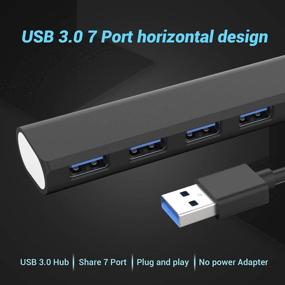 img 3 attached to 💻 WJES USB 3.0 Hub 7 Port - Simultaneous Use of 7 USB Ports, No Power Supply Required, Connect Keyboard, Mouse, Printer, U Disk, Hard Disk
