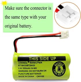 img 3 attached to 🔋 OXWINOU 2.4V Rechargeable Battery for AT&T Vtech Phones - BT18433 BT184342 BT28433 BT284342 BT-8300 BATT-6010 BT1011 BT1018 BT1022 BT1031 89-1326-00-00 CPH-515D CS6120 CS6209(2-Pack)