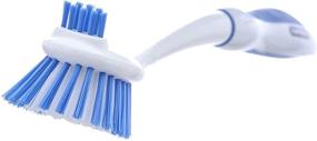 img 2 attached to 🧽 Superio Dish Washing Scrubber Vegetable Brush - Blue/White 2 Sided Bristles - Long Handle with Rubber Grip for Non-Scratch Kitchen and Bath Cleaning