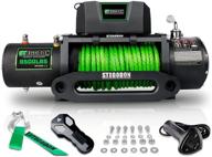 ποΈ stegodon new 9500 lb. load capacity electric winch s3 - waterproof ip67 electric winch with synthetic rope, wireless remote & wired handle (green-rope) logo