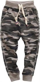 img 4 attached to 👖 Cotton Camouflage Sweatpants for Boys at KISBINI