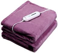 🔥 wapaneus heated blanket electric throw - 62x84 twin size w/ 3 heating levels & auto shut off, fast-heating flannel electric blanket, etl listed, machine washable - purple logo