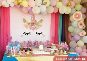 img 2 attached to 🦄 Laeacco Unicorn Birthday Party Photography Background: Watercolor Flowers, Cute Stars & Smiling Faces - Perfect for Baby Showers, Portraits & Newborn Photo Sessions!