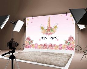 img 3 attached to 🦄 Laeacco Unicorn Birthday Party Photography Background: Watercolor Flowers, Cute Stars & Smiling Faces - Perfect for Baby Showers, Portraits & Newborn Photo Sessions!