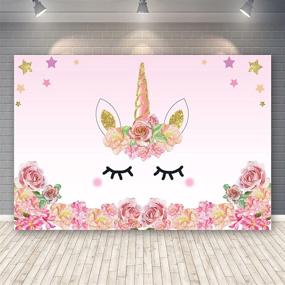 img 4 attached to 🦄 Laeacco Unicorn Birthday Party Photography Background: Watercolor Flowers, Cute Stars & Smiling Faces - Perfect for Baby Showers, Portraits & Newborn Photo Sessions!