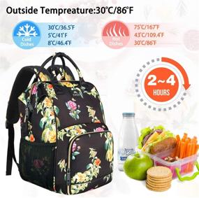 img 3 attached to Women's Insulated Lunch Bag with USB Port - Water Resistant Leak-proof College School Bookbag for Work Picnic Hiking Trip Beach, Fits 15.6 Inch Laptop