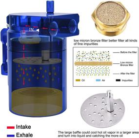 img 2 attached to 🚀 SPEEDWOW Universal Blue Oil Catch Can Tank with Micron Bronze Baffled Filter and Hose Kit: Enhance Engine Performance