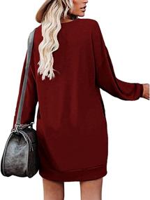 img 3 attached to 👗 LuckyMore Women's Long Sleeve Crewneck Tunic Sweatshirt Dress with Pockets - Lightweight & Casual