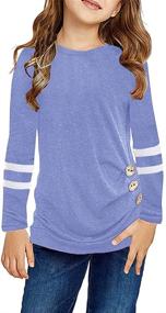 img 3 attached to Remikstyt Sleeve Striped Crewneck Casual Girls' Clothing for Tops, Tees & Blouses