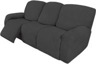 🛋️ 8-piece dark gray stretch sofa slipcover - easy-going recliner sofa cover for furniture protection, elastic bottom, spandex jacquard small check - soft couch protector ideal for kids logo