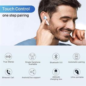 img 3 attached to 🎧 Беспроводные наушники True Wireless Bluetooth 5.0 с сенсорным контролем, шумоподавлением, 30 часами воспроизведения, встроенным микрофоном, потовлагозащищенными гарнитурами для работы, бега, путешествий.