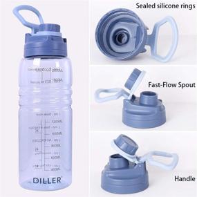 img 1 attached to Diller 64 Oz BPA Free Water Bottle with Straw - Leakproof Half Gallon Sports Jug for Fitness Camping, Blue - Time Maker Included