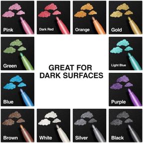 img 3 attached to 🎨 Vibrant & Durable Metallic Markers: Versatile Medium Tip Paint Pens for Black Paper, Art Painting, Scrapbooking, Wine Glasses, Fabric, Wood Craft - Set of 12 Colors!