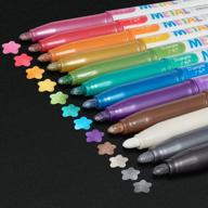 🎨 vibrant & durable metallic markers: versatile medium tip paint pens for black paper, art painting, scrapbooking, wine glasses, fabric, wood craft - set of 12 colors! logo