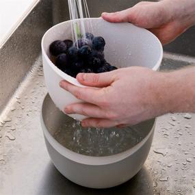 img 3 attached to 🍚 BLUE GINKGO Rice Strainer and Kitchen Colander Set - Efficiently Strain Rice, Quinoa, and Small Grains - Soak, Wash, and Drain Vegetables and Fruit - (4 Quart Bowl) Cream and Limestone