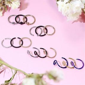 img 1 attached to 💎 48pcs Kridzisw 18G 20G Stainless Steel L-Shaped Nose Rings Hoop Studs Screw Clear Clicker Retainer Tragus Cartilage Helix Earrings Piercing Hoop