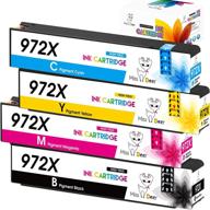 💯 high-quality compatible 972x ink cartridges replacement for hp 972a – work efficiently with hp pagewide pro printer models 452dn, 452dw, 477dn, 477dw, 552dw, 577dw, p55250dw, p57750dw – 4 pack (1 black, 1 cyan, 1 magenta, 1 yellow) logo