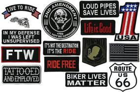 img 4 attached to 🏍️ FTW Live to Ride #1 American US Flag Skull Pow Mia Harley Club, Small Motorcycle Patch Set (15 pieces) - Nixon Thread Co.