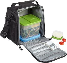 img 2 attached to Rubbermaid LunchBlox Lunch Bag: Stylish and Spacious Medium Black Etch Design