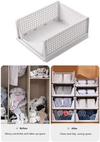 img 3 attached to 🗄️ Ygapuzi 3-Pack Stackable Clothes Storage Basket Organizer with Sliding Cabinet Drawer Shelf DIY Divider Separator - Desktop Container for Wardrobe, Cupboard, Kitchen, Bathroom, Office (White)