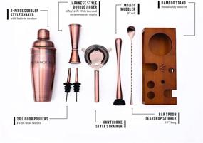 img 3 attached to Mint & Mortar 7-Piece Mixology Bartender Kit with Bamboo Stand - Stainless Steel Cocktail Shaker Set, Ideal for Home & Professional Bartending - Great for Crafting Martini & Margarita Cocktails, 24oz Mixer (Brushed Copper)