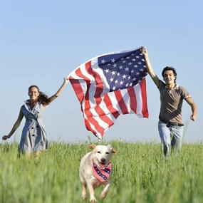 img 1 attached to Patriotic American Flag Dog Bandanas - Triangle Scarf for Dogs, Perfect for 4th of July Celebrations - Small, Medium, and Large Pet Sizes