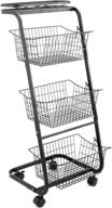 4 tier market basket stand with wheels - organize fruits and vegetables efficiently with metal hanging storage логотип