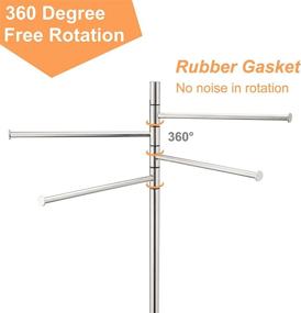 img 3 attached to DECLUTTR - Modern Stainless Steel Freestanding Towel Rack with Swivel Arms and Round Base, 4-Arm Hand Towel Holder Stand