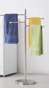 img 4 attached to DECLUTTR - Modern Stainless Steel Freestanding Towel Rack with Swivel Arms and Round Base, 4-Arm Hand Towel Holder Stand