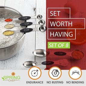 img 3 attached to 🥄 Spring Chef Magnetic Measuring Spoons Set - Dual Sided Stainless Steel - Fits Spice Jars - Black - Set of 8