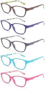img 4 attached to 👓 Axot 5-Pack Blue Light Blocking Reading Glasses for Women/Men - Fashion Square Computer Readers with Anti-Glare/UV/Ray Filter - Fashionable Eyeglasses