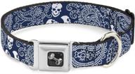 buckle-down seatbelt buckle dog collar - bandana/skulls royal/white: stylish and durable pet accessory logo