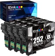 e-z ink (tm) восстановленный комплект картриджей для чернил epson 252 t252 t252120 - совместим с моделями workforce wf-7110 wf-7710 wf-7720 wf-3640 wf-3620 стандартного объема (4 черных) - пачка из 4 шт. логотип
