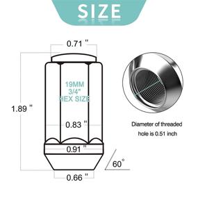 img 3 attached to 🔧 20 шт. гайки колесные LEDKINGDOMUS 1/2 x 20 Chrome, увеличенные колпачки луговых гаек 1.89" высотой 3/4" гексагональные закрытые концы - идеально подходят для Jeep Wrangler TJ YJ CJ JK Trucks, Ford Bronco Explorer F-150 Mustang