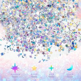 img 3 attached to 🌟✨ Holographic Star and Moon Table Confetti - Iridescent Metallic Glitter Foil Sequin Scatter (60g/2.1oz) for Halloween Birthday Wedding Festival Party DIY Decorations - 6mm and 4mm Sizes