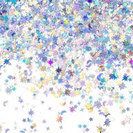 🌟✨ holographic star and moon table confetti - iridescent metallic glitter foil sequin scatter (60g/2.1oz) for halloween birthday wedding festival party diy decorations - 6mm and 4mm sizes logo
