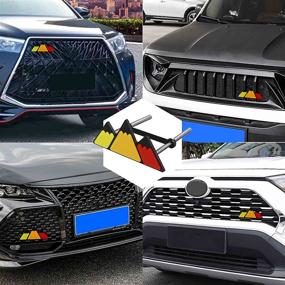 img 1 attached to JINGSEN Tri-Color Grille Badge Logo Decoration Accessories Car Truck Label Tacoma 4Runner Tundra Rav4 Highlander&#39 Exterior Accessories for Emblems