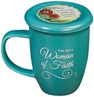 🌟 stylish and inspiring: abbey gift woman of faith mug and coaster set in blue, sized 4 x 4.38 logo