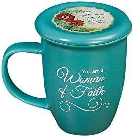 img 4 attached to 🌟 Stylish and Inspiring: Abbey Gift Woman of Faith Mug and Coaster Set in Blue, Sized 4 x 4.38