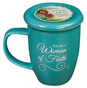 img 2 attached to 🌟 Stylish and Inspiring: Abbey Gift Woman of Faith Mug and Coaster Set in Blue, Sized 4 x 4.38