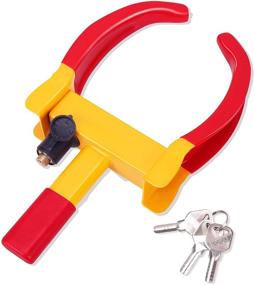 img 4 attached to 🔒 Tevlaphee Universal Wheel Lock: Heavy Duty Security Trailer Wheel Lock - Anti Theft for Car SUV Boat Motorcycle Golf Cart - Great Deterrent - Bright Color - 3 Keys (Red-Yellow)