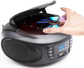 img 2 attached to Lauson LLB598 Portable CD Player with Speakers, Compact Boombox with Aux Input, Colorful Lights, USB/CD Radio Players, Kids CD Player, 3.5mm Headphone Jack (Black)