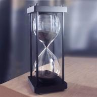 ⌛️ stylish hourglass timer: 60 minute, black wooden frame decorative sand timer (black sand, large size) логотип