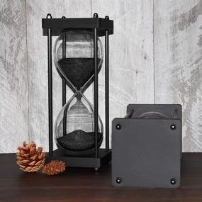 img 2 attached to ⌛️ Stylish Hourglass Timer: 60 Minute, Black Wooden Frame Decorative Sand Timer (Black Sand, Large Size)