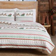 full/queen festive holiday quilt set - reversible 3-piece bedspread with shams, microfiber, and seasonal pattern logo