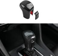 🔧 thenice cvt gear shifting knob cover in abs black carbon fiber for honda civic sedan hatchback coupe 2021-2016 logo