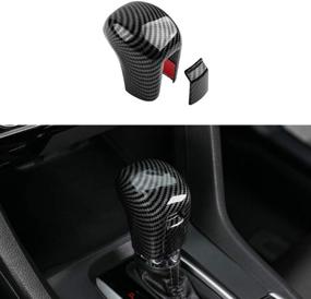 img 4 attached to 🔧 Thenice CVT Gear Shifting Knob Cover in ABS Black Carbon Fiber for Honda Civic Sedan Hatchback Coupe 2021-2016