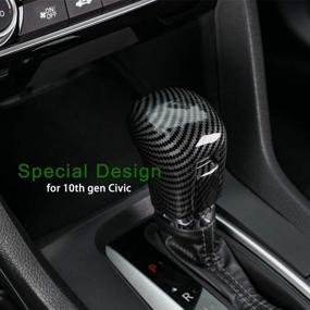 img 1 attached to 🔧 Thenice CVT Gear Shifting Knob Cover in ABS Black Carbon Fiber for Honda Civic Sedan Hatchback Coupe 2021-2016