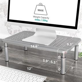 img 2 attached to 🖥️ WALI Monitor Stand Riser STT003S-2: Vented Metal Platform, 3 Height Adjustable Storage, Silver (2 Pack)